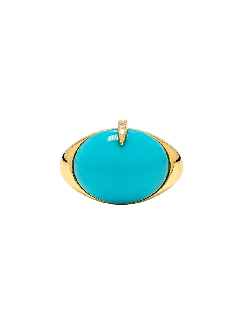 4.43ct Diamond Turquoise 18K Gold Halo Cocktail Ring