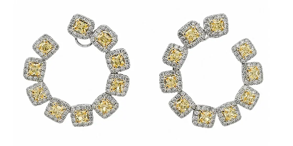 Wish Fine Jewelry 5.167ct Diamond 18K Gold Cluster Earrings | Image 1 Wish Fine Jewelry 5.167ct Diamond 18K Gold Cluster Earrings | Image 1