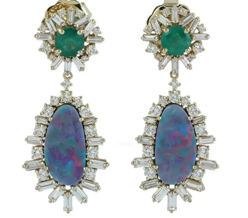 Wish Fine Jewelry 6.97ct Diamond Emerald 18K Gold Drop Earrings | Image 1 Wish Fine Jewelry 6.97ct Diamond Emerald 18K Gold Drop Earrings | Image 1
