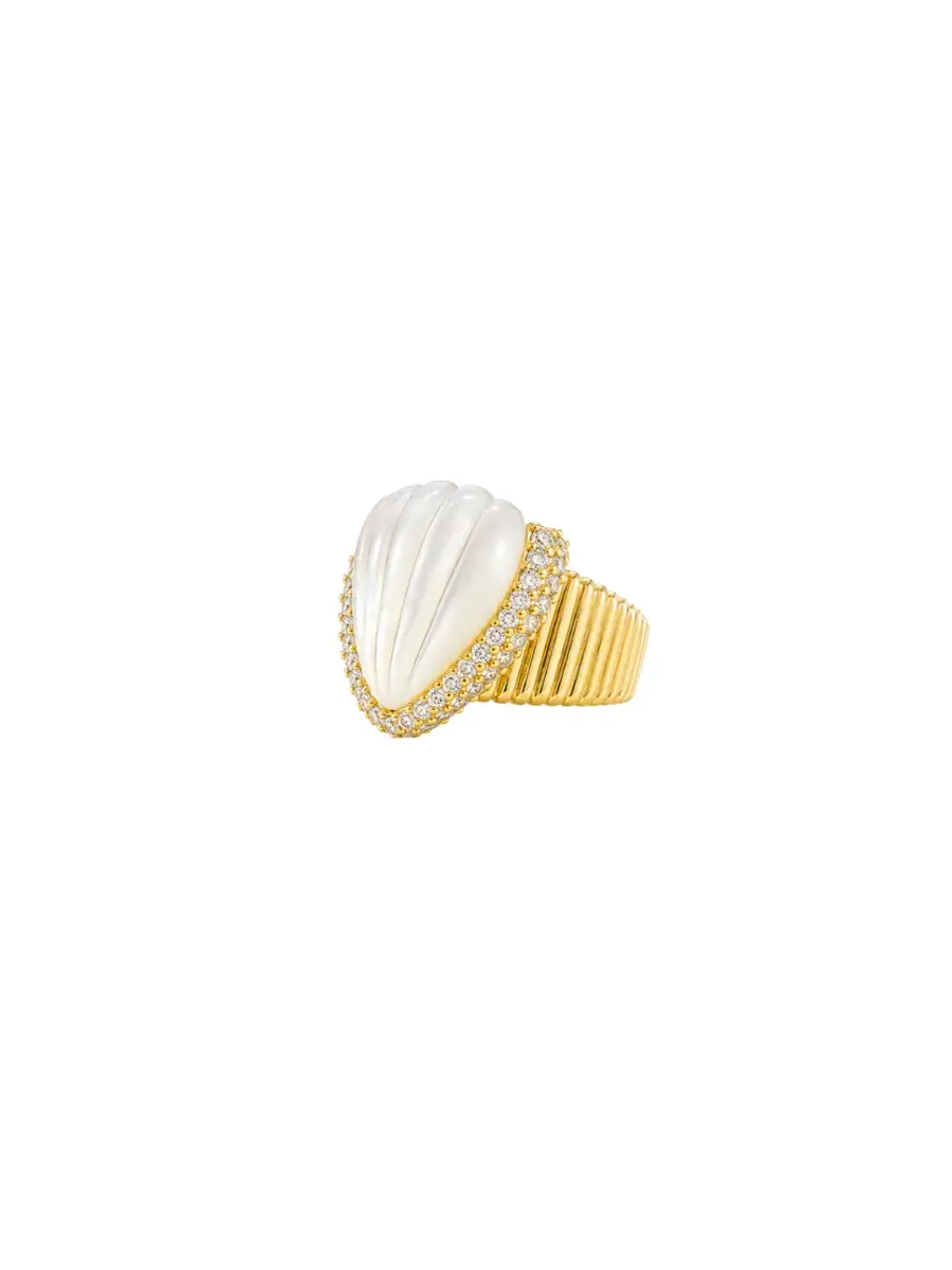 Wish Fine Jewelry 7.43ct Diamond Shell Ring in 18K Yellow Gold | Thumbnail 2 Wish Fine Jewelry 7.43ct Diamond Shell Ring in 18K Yellow Gold | Thumbnail 2