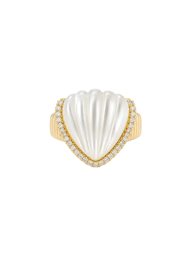 7.43ct Diamond Shell Ring in 18K Yellow Gold 7.43ct Diamond Shell Ring in 18K Yellow Gold