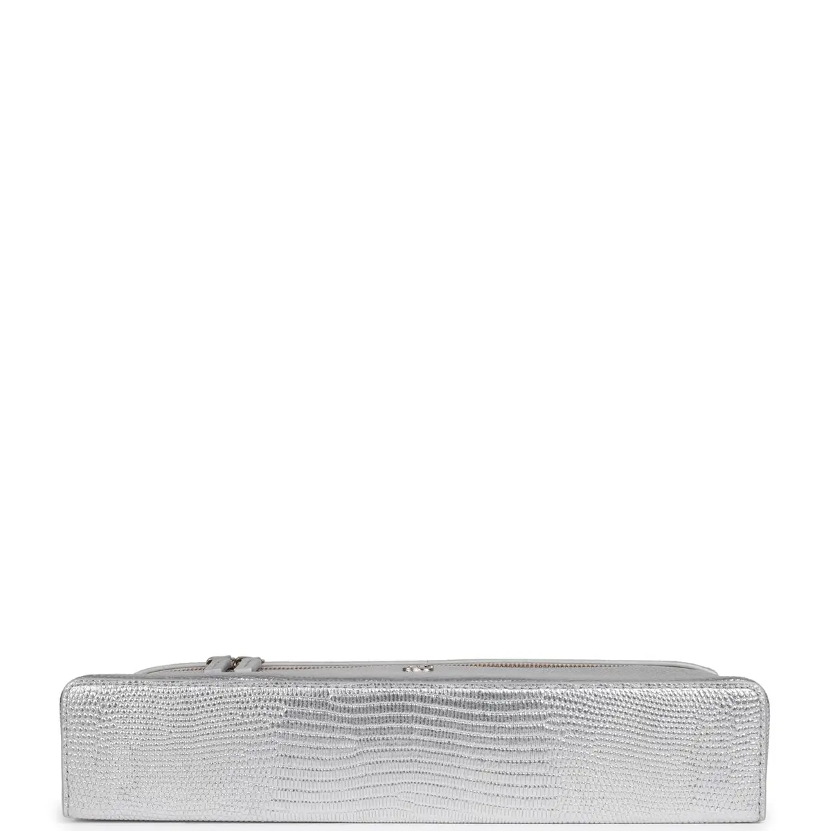 Chanel Chanel Top Handle Long Vanity Case with Chain Silver Metallic Lizard Embossed Calfskin Light Gold Hardware | Thumbnail 6 Chanel Chanel Top Handle Long Vanity Case with Chain Silver Metallic Lizard Embossed Calfskin Light Gold Hardware | Thumbnail 6