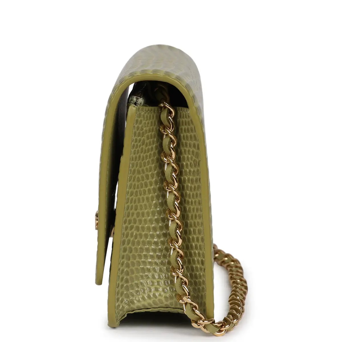 Chanel Chanel Wallet On Chain WOC Green Lizard Embossed Calfskin Gold Hardware | Thumbnail 4