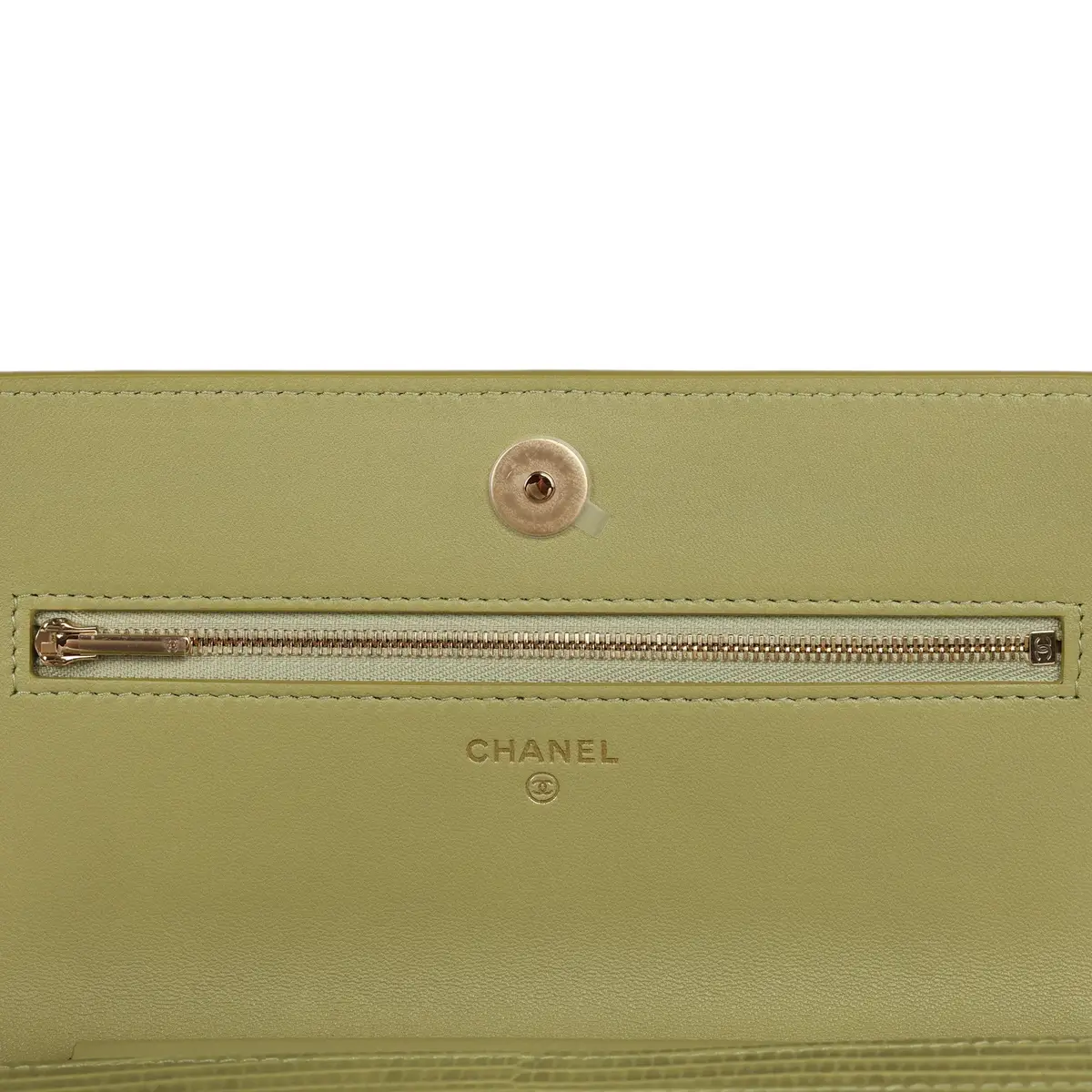 Chanel Chanel Wallet On Chain WOC Green Lizard Embossed Calfskin Gold Hardware | Thumbnail 7