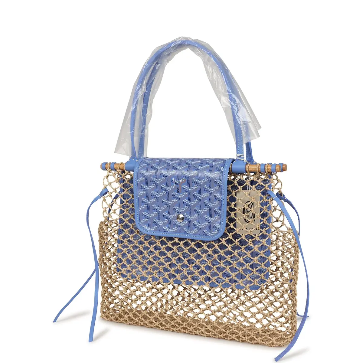 goyard Goyard Goyardine Canvas Iris Aligre Bag Raffia Net Palladium Hardware | Thumbnail 3 goyard Goyard Goyardine Canvas Iris Aligre Bag Raffia Net Palladium Hardware | Thumbnail 3