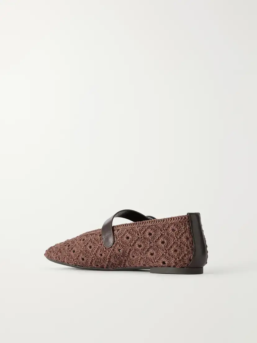 Aquazzura Loom Leather-trimmed Crochet Ballet Flats | Thumbnail 3 Aquazzura Loom Leather-trimmed Crochet Ballet Flats | Thumbnail 3