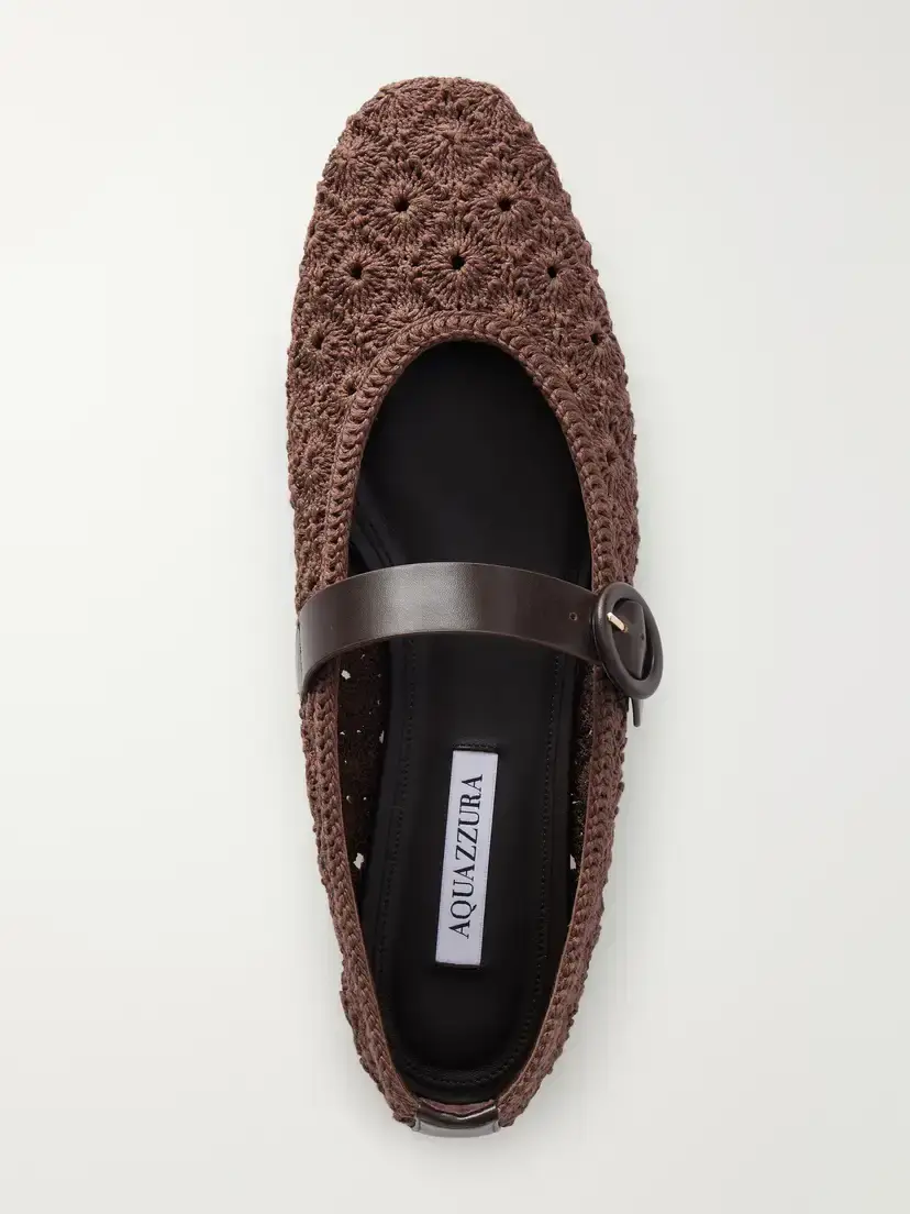 Aquazzura Loom Leather-trimmed Crochet Ballet Flats | Thumbnail 6 Aquazzura Loom Leather-trimmed Crochet Ballet Flats | Thumbnail 6