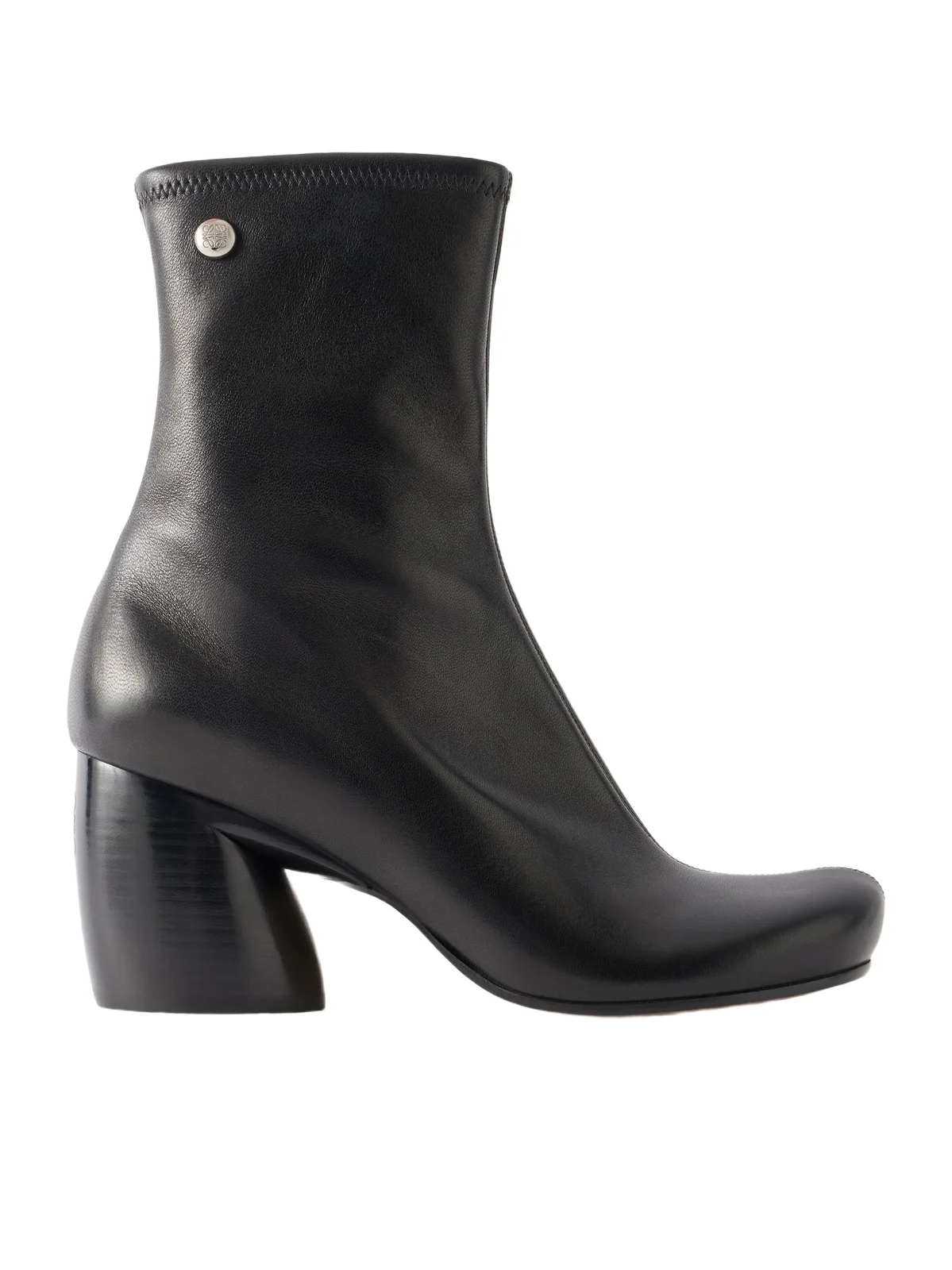 Oval Leather Ankle Boots