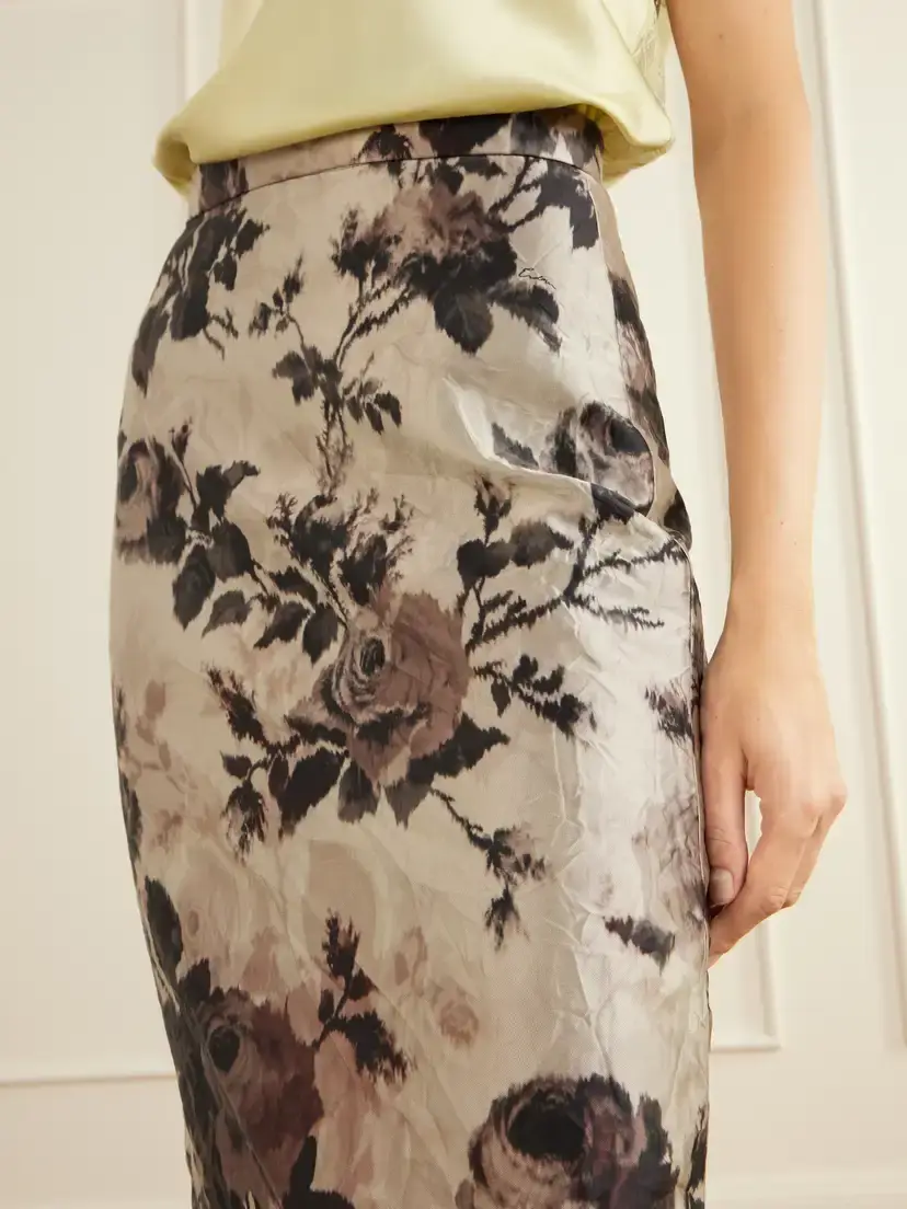 Erdem Floral-print Crinkle Satin Midi Skirt | Thumbnail 4