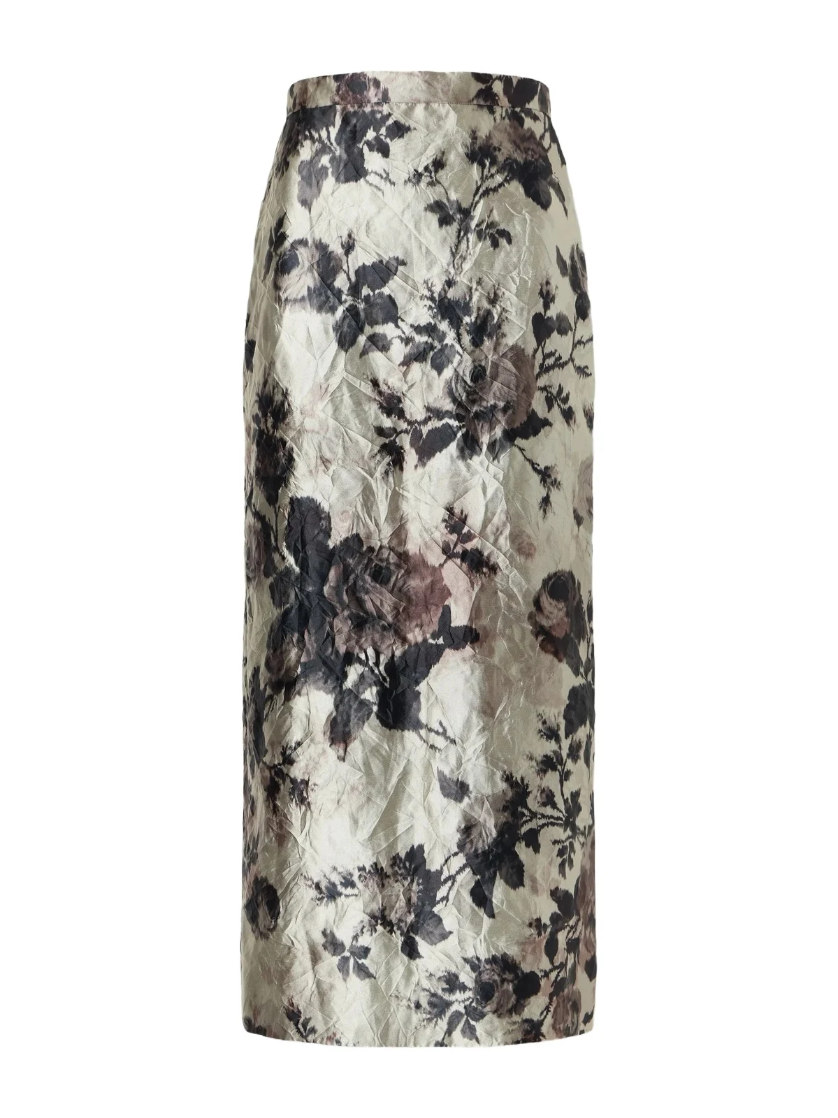 Floral-print Crinkle Satin Midi Skirt Floral-print Crinkle Satin Midi Skirt