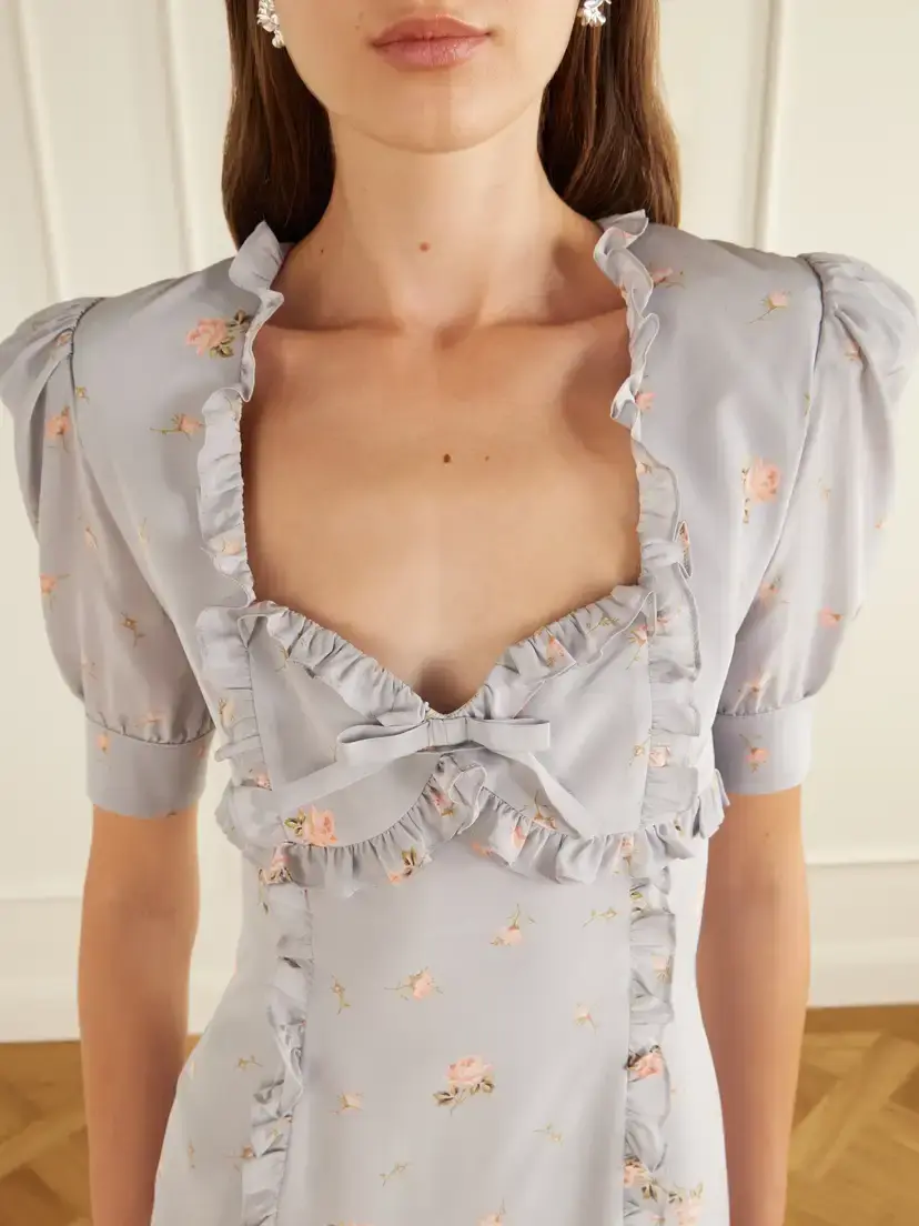 Alessandra Rich Floral-print Ruffle-trim Silk-crepe Mini Dress | Thumbnail 4 Alessandra Rich Floral-print Ruffle-trim Silk-crepe Mini Dress | Thumbnail 4