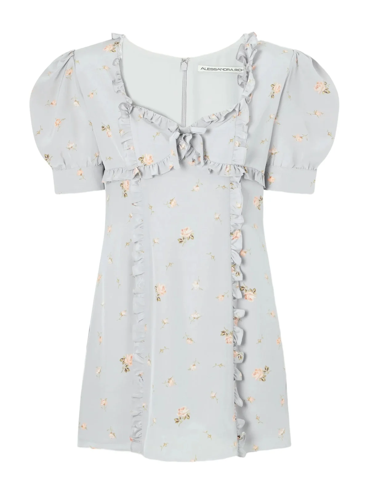 Floral-print Ruffle-trim Silk-crepe Mini Dress