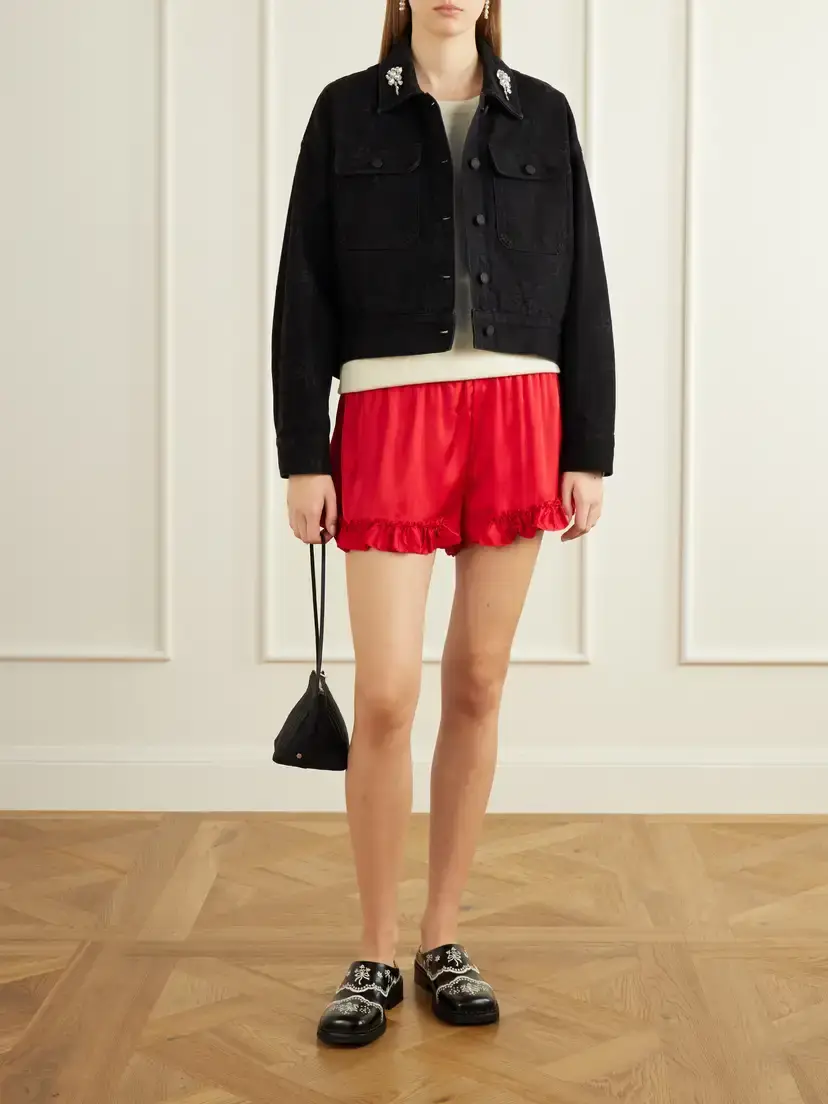 Simone Rocha Crystal-embellished Floral-print Denim Jacket | Thumbnail 2 Simone Rocha Crystal-embellished Floral-print Denim Jacket | Thumbnail 2