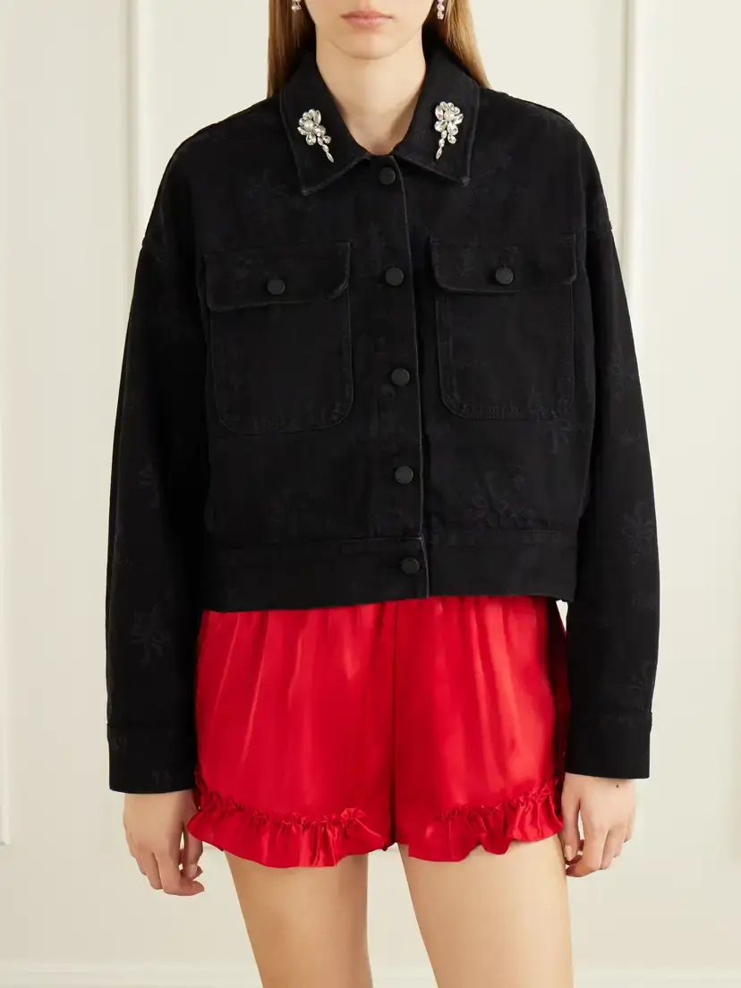 Simone Rocha Crystal-embellished Floral-print Denim Jacket | Thumbnail 3 Simone Rocha Crystal-embellished Floral-print Denim Jacket | Thumbnail 3
