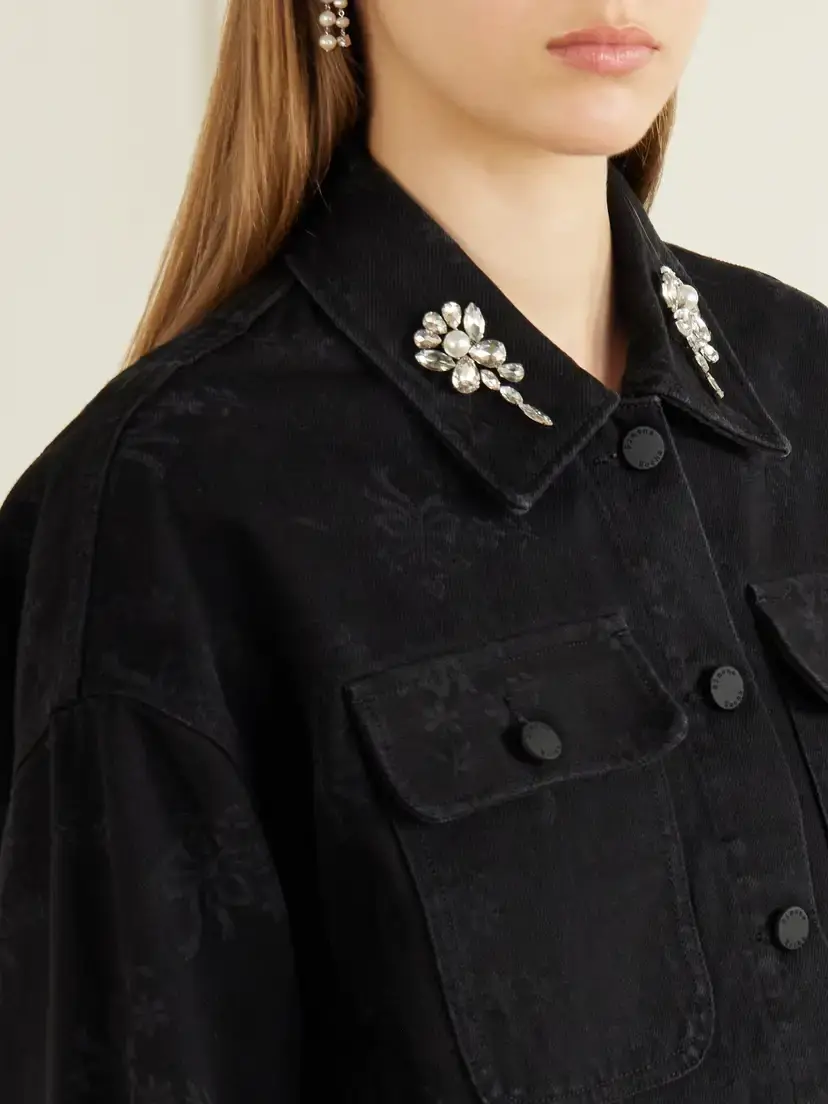 Simone Rocha Crystal-embellished Floral-print Denim Jacket | Thumbnail 5 Simone Rocha Crystal-embellished Floral-print Denim Jacket | Thumbnail 5