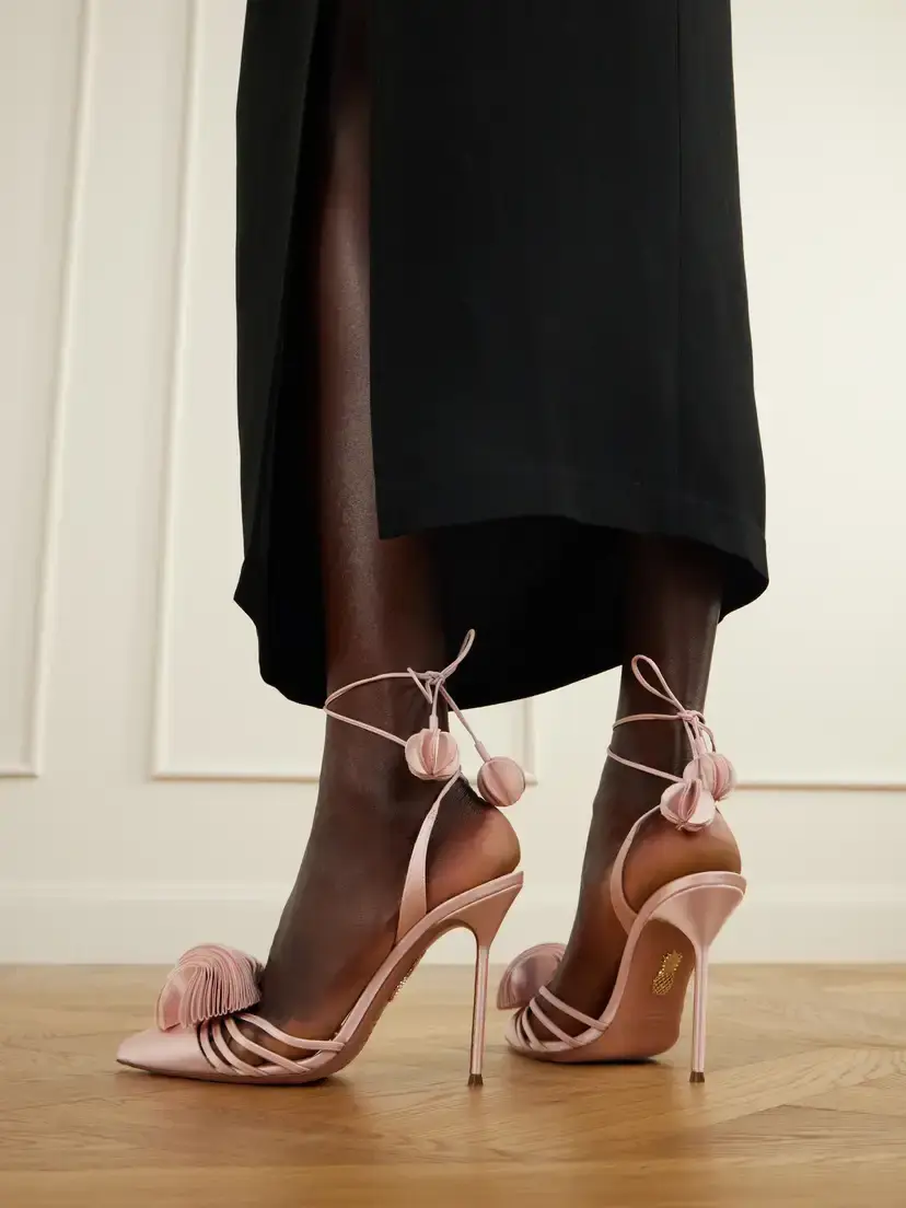 Aquazzura Wild Bloom 105 Appliquéd Satin Pumps | Thumbnail 2 Aquazzura Wild Bloom 105 Appliquéd Satin Pumps | Thumbnail 2