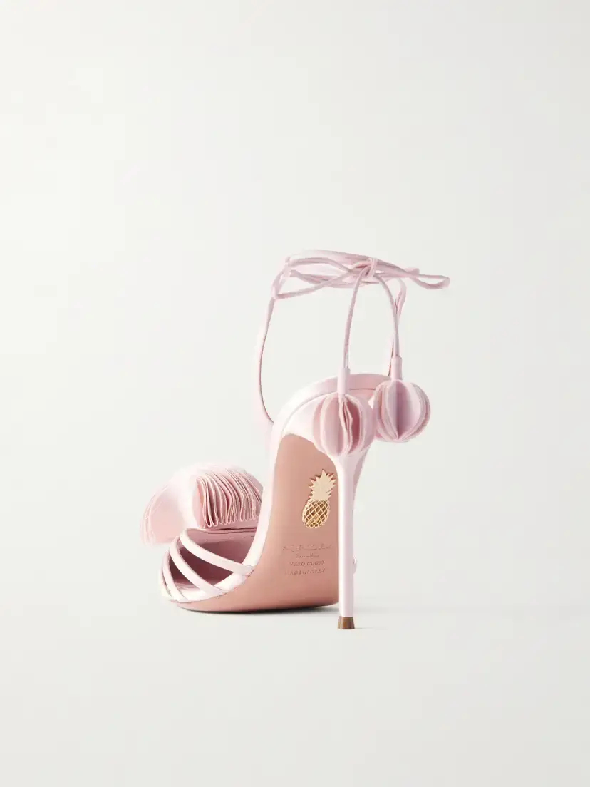 Aquazzura Wild Bloom 105 Appliquéd Satin Pumps | Thumbnail 3 Aquazzura Wild Bloom 105 Appliquéd Satin Pumps | Thumbnail 3