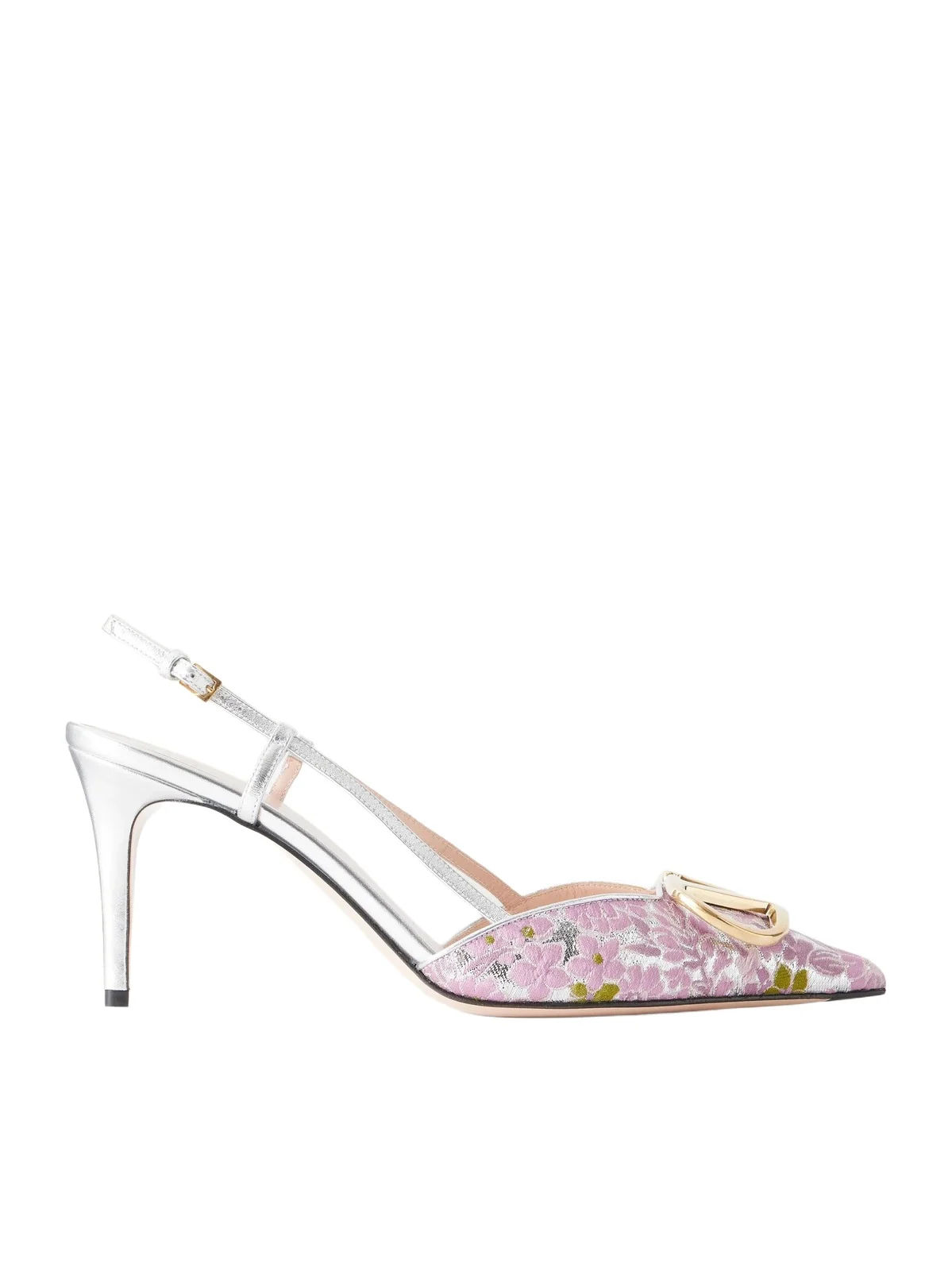 Vlogo Signature 80 Leather-trimmed Metallic Floral-jacquard Pumps Vlogo Signature 80 Leather-trimmed Metallic Floral-jacquard Pumps