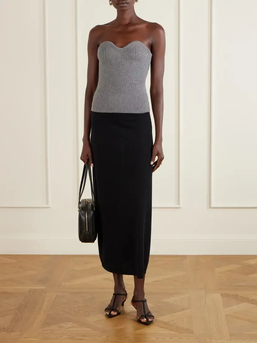 Jil Sander Strapless Ribbed Wool-blend Bustier Top | Thumbnail 2