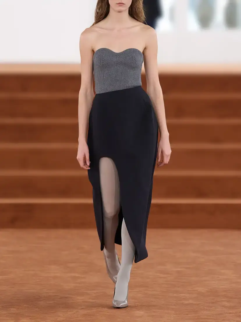 Jil Sander Strapless Ribbed Wool-blend Bustier Top | Thumbnail 5