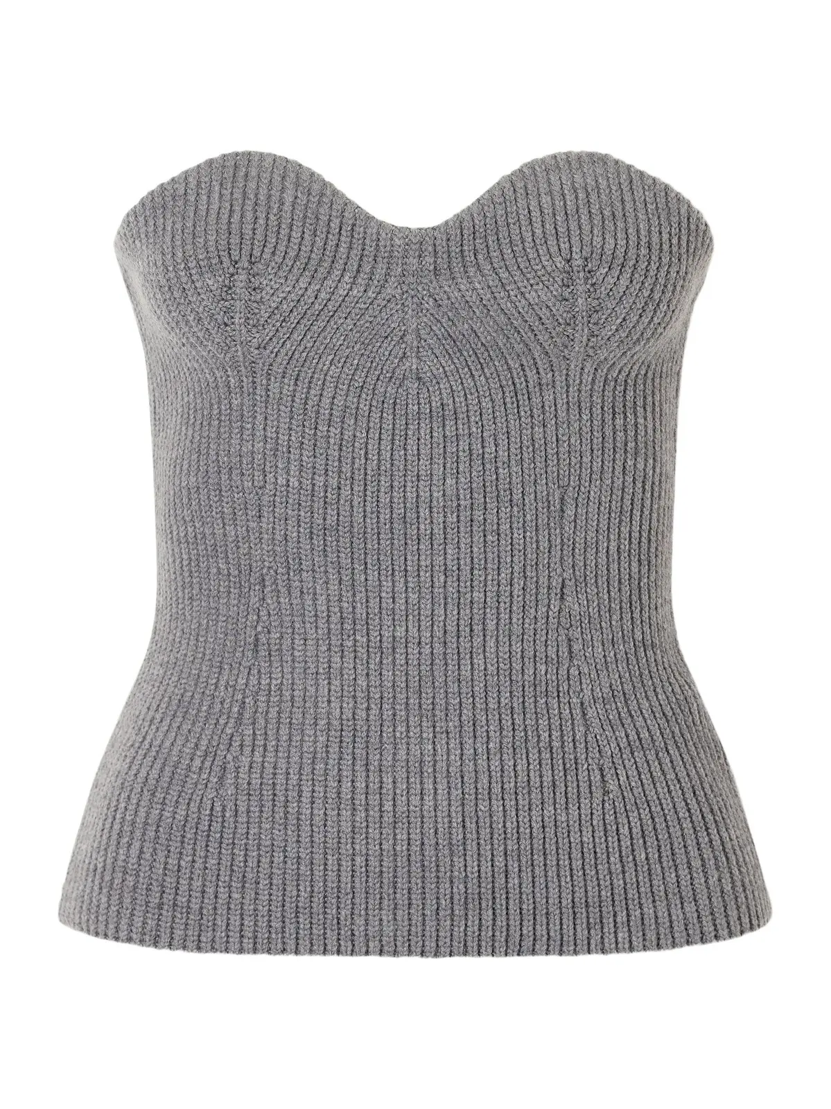 Jil Sander Strapless Ribbed Wool-blend Bustier Top