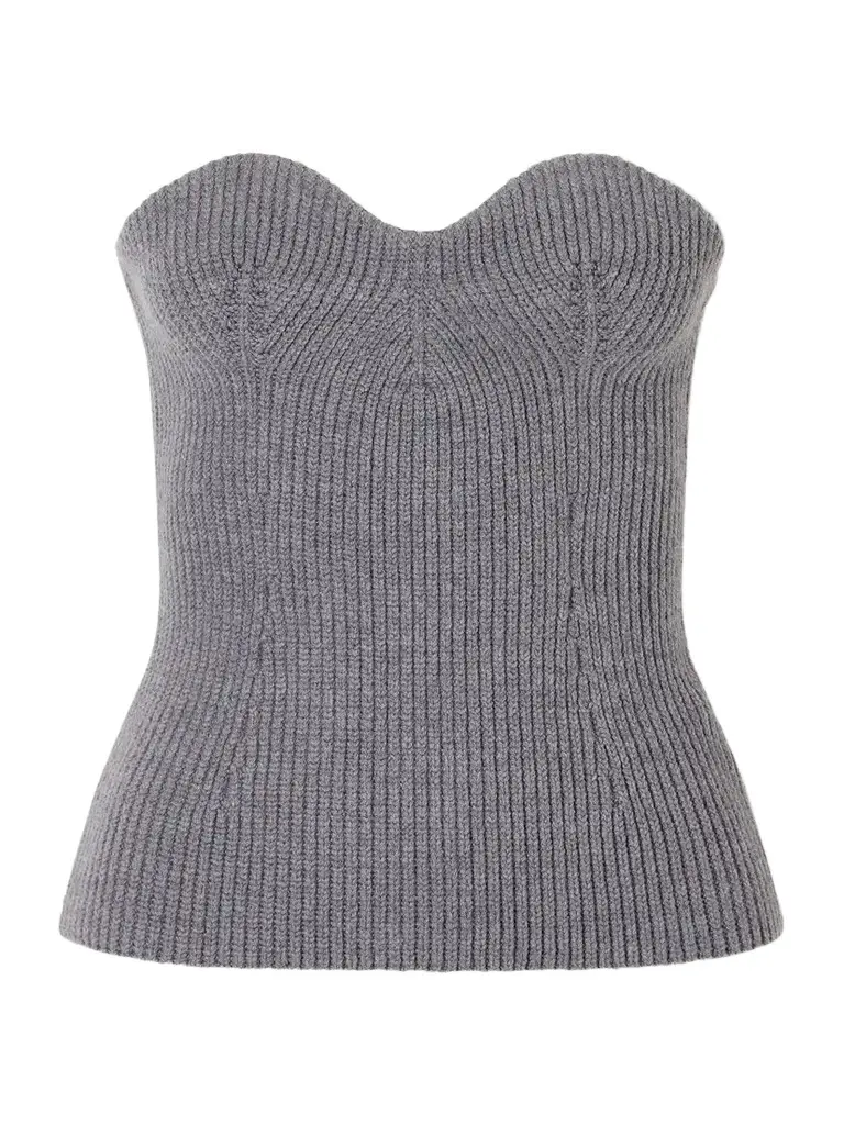 Jil Sander Strapless Ribbed Wool-blend Bustier Top | Image 1 Jil Sander Strapless Ribbed Wool-blend Bustier Top | Image 1