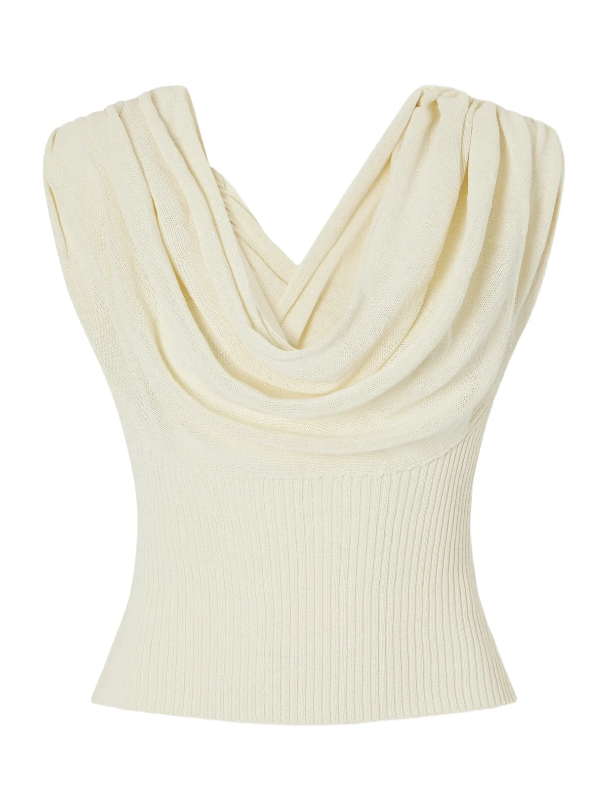 Kallmeyer Meeka Cowl-neck Cotton-blend Ribbed Top