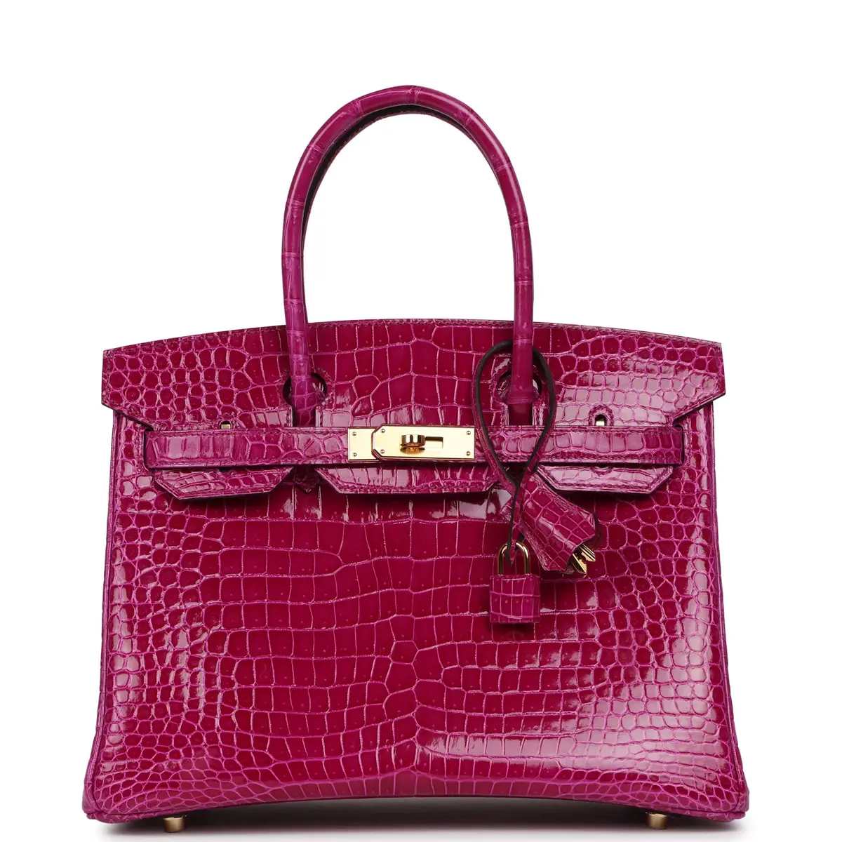 HERMÈS Hermes Birkin 30 Rose Pourpre Shiny Porosus Crocodile Gold Hardware | Image 1 HERMÈS Hermes Birkin 30 Rose Pourpre Shiny Porosus Crocodile Gold Hardware | Image 1