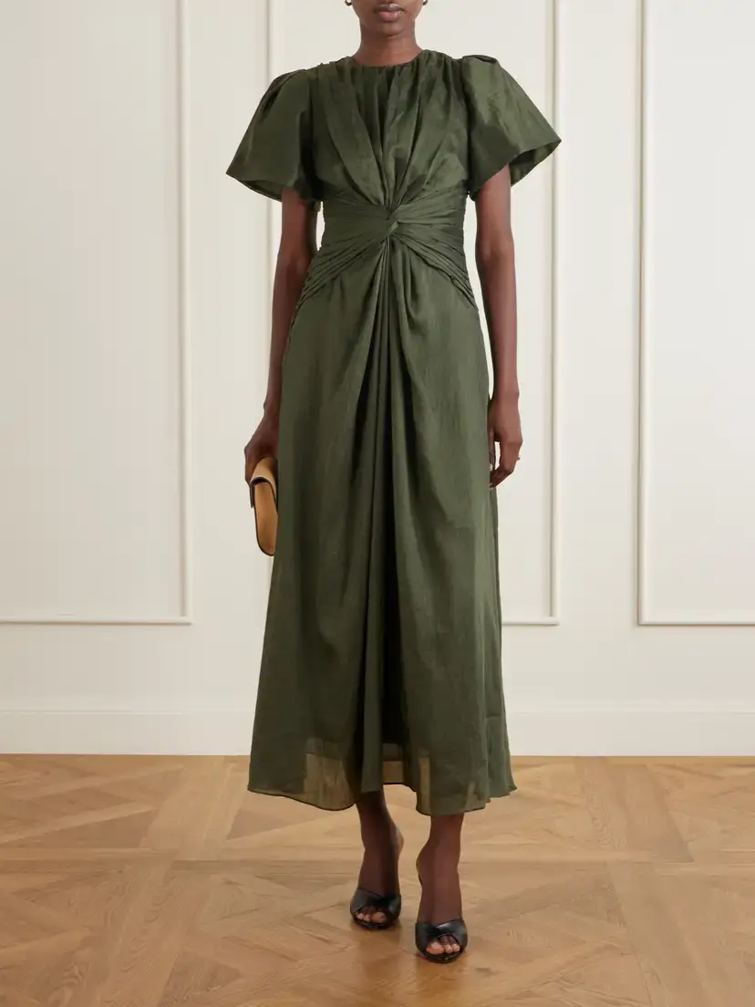 Aje Movement Gathered Lyocell And Linen-blend Midi Dress | Thumbnail 2