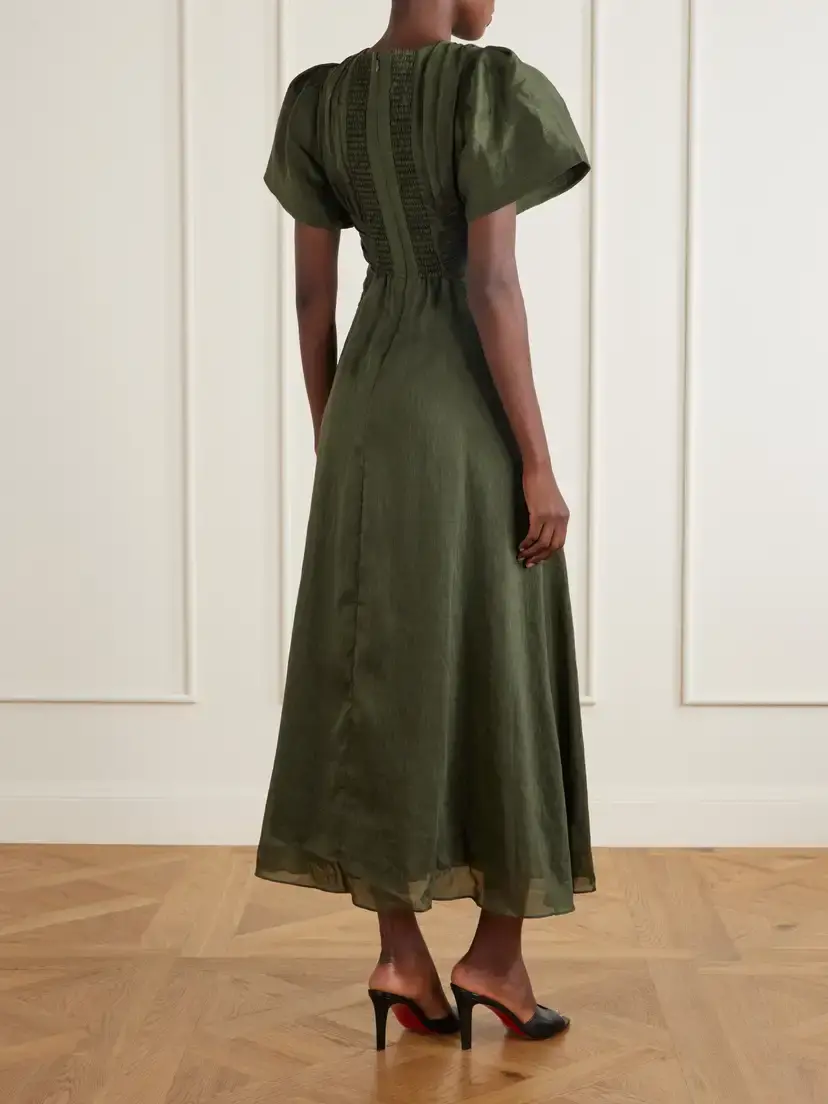 Aje Movement Gathered Lyocell And Linen-blend Midi Dress | Thumbnail 3