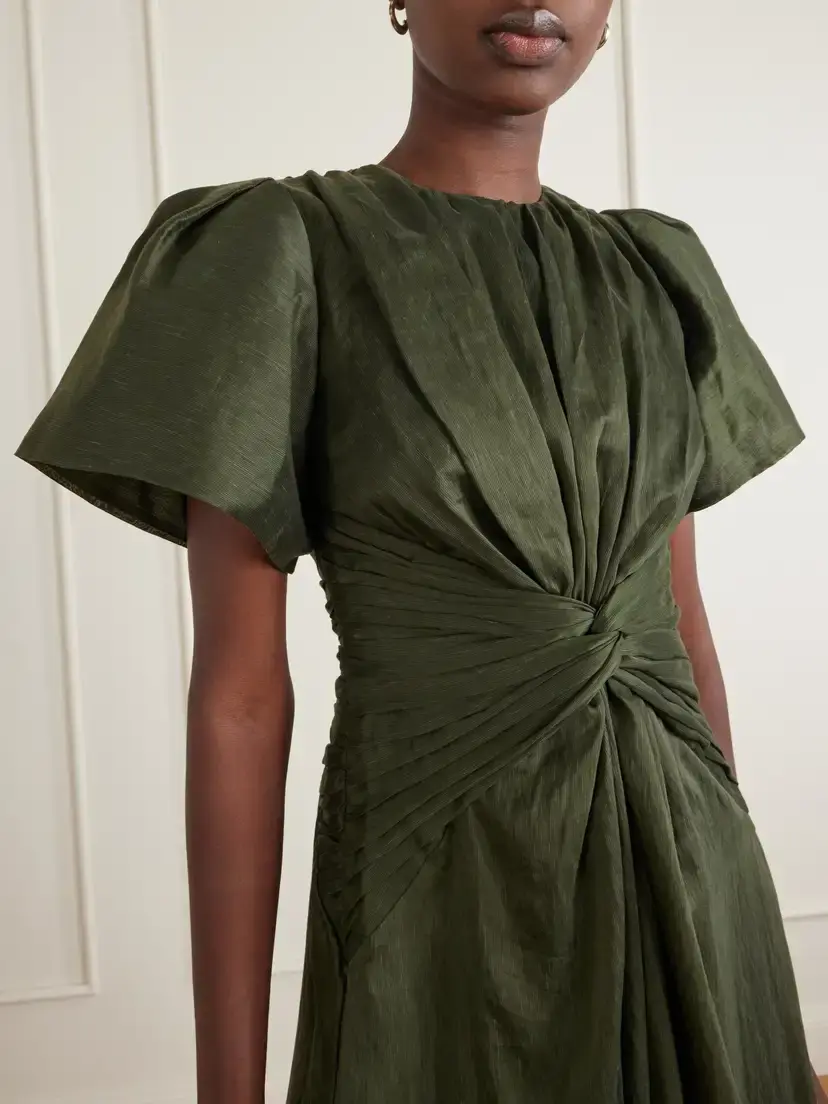 Aje Movement Gathered Lyocell And Linen-blend Midi Dress | Thumbnail 4
