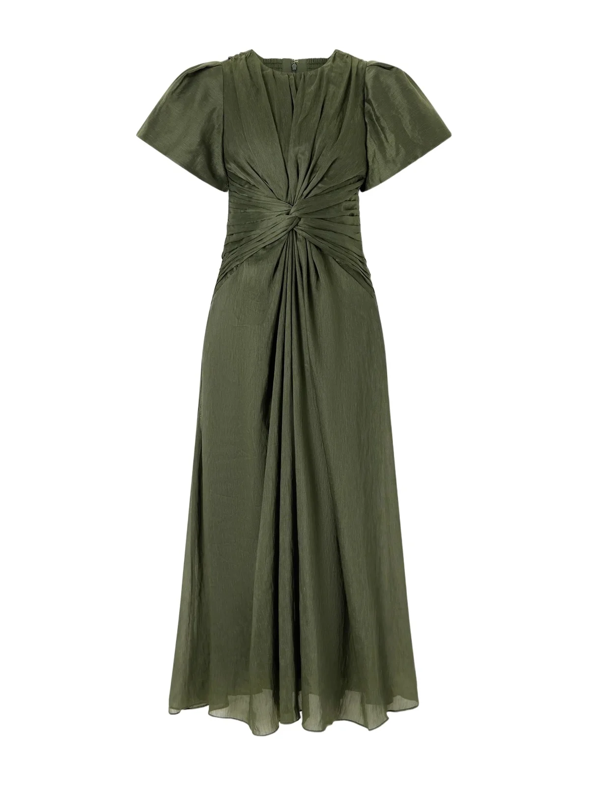 Aje Movement Gathered Lyocell And Linen-blend Midi Dress