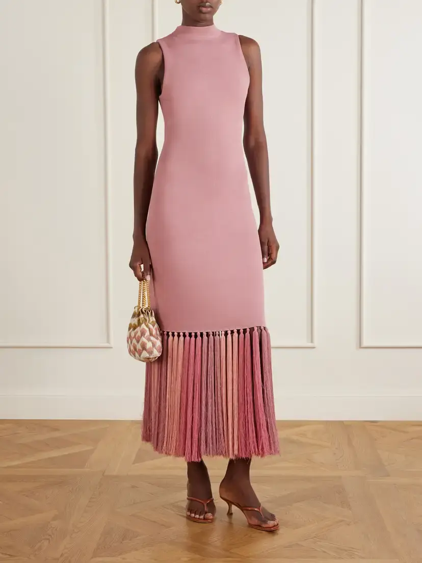 Aje Sofyr Fringe-trimmed Knit Midi Dress | Thumbnail 2 Aje Sofyr Fringe-trimmed Knit Midi Dress | Thumbnail 2