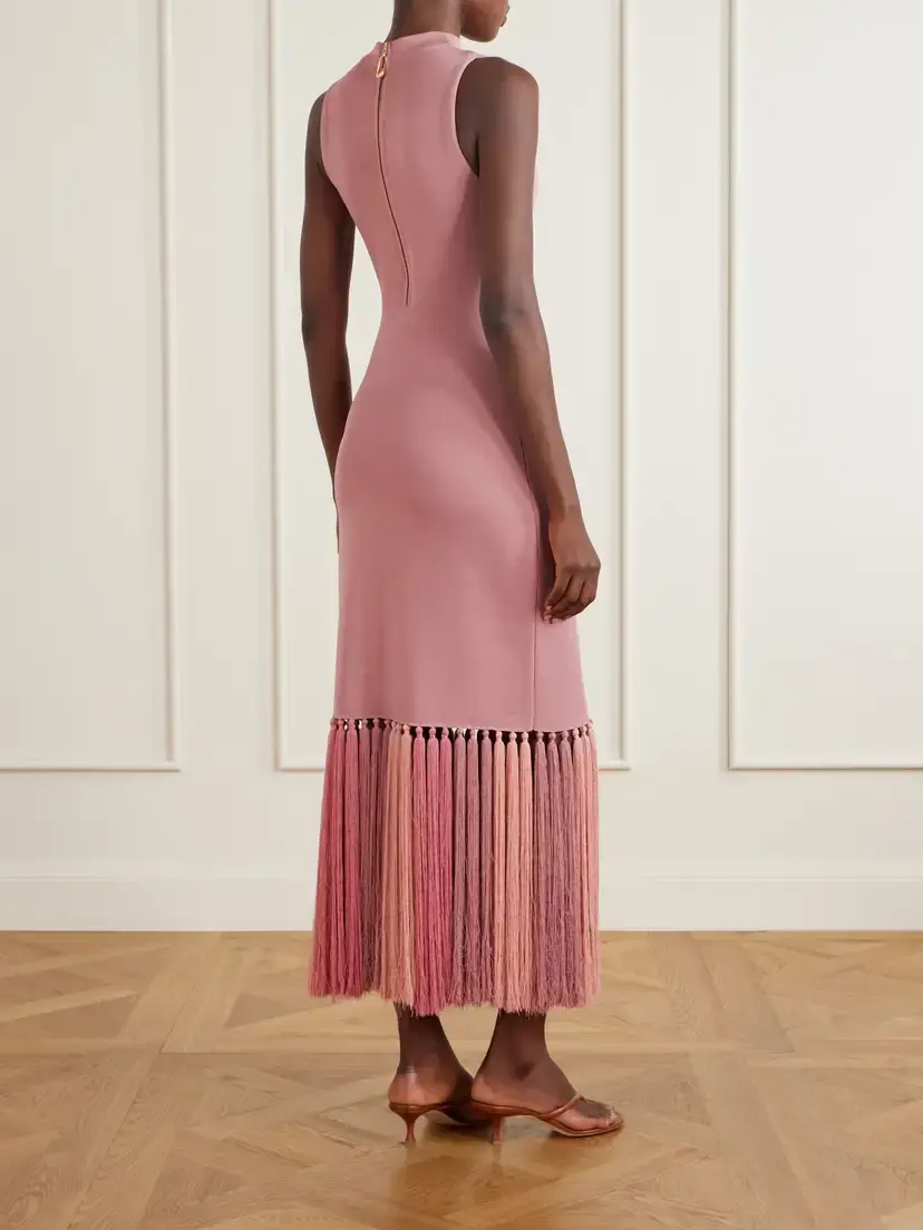 Aje Sofyr Fringe-trimmed Knit Midi Dress | Thumbnail 3 Aje Sofyr Fringe-trimmed Knit Midi Dress | Thumbnail 3