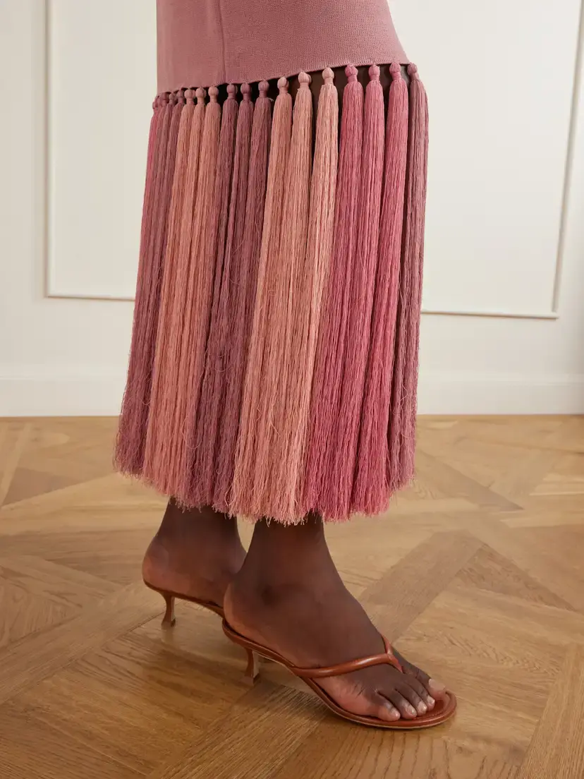 Aje Sofyr Fringe-trimmed Knit Midi Dress | Thumbnail 5 Aje Sofyr Fringe-trimmed Knit Midi Dress | Thumbnail 5
