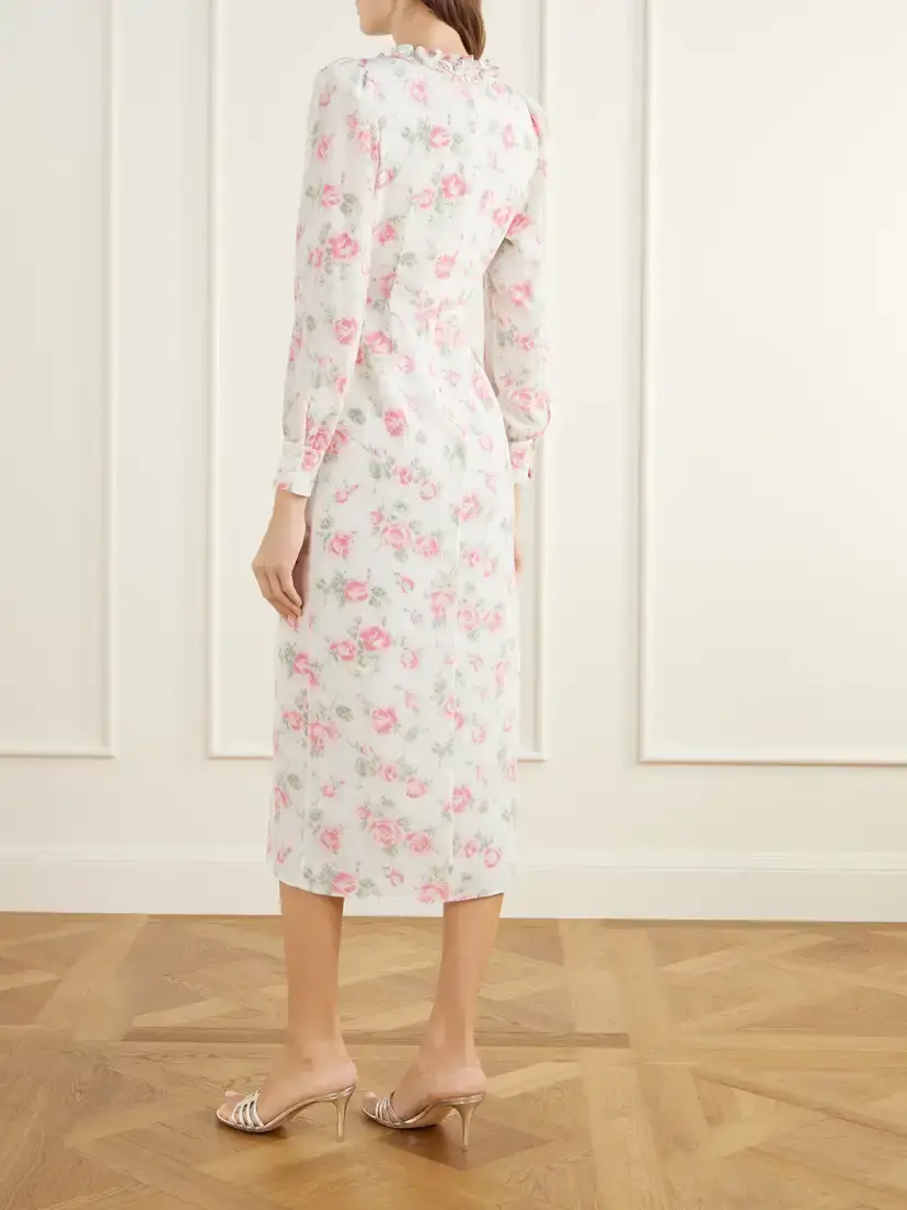 Alessandra Rich Floral-print Wrap Silk Midi Dress | Thumbnail 3 Alessandra Rich Floral-print Wrap Silk Midi Dress | Thumbnail 3