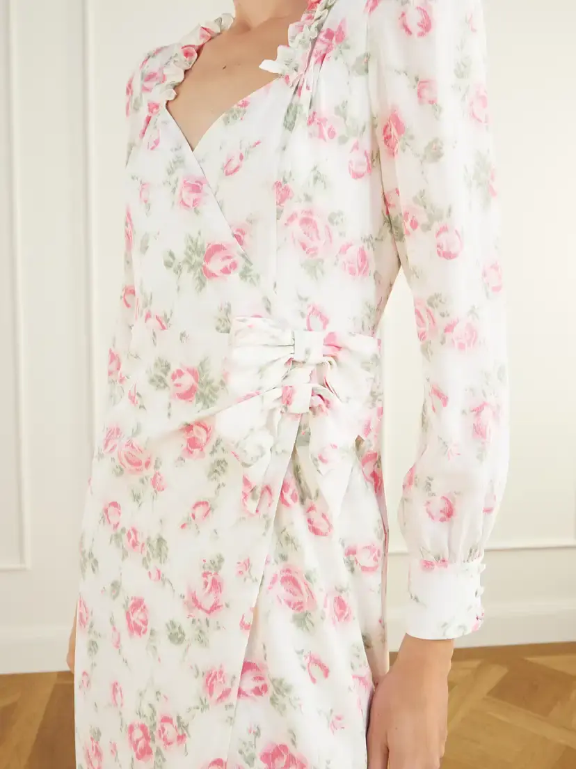 Alessandra Rich Floral-print Wrap Silk Midi Dress | Thumbnail 4 Alessandra Rich Floral-print Wrap Silk Midi Dress | Thumbnail 4