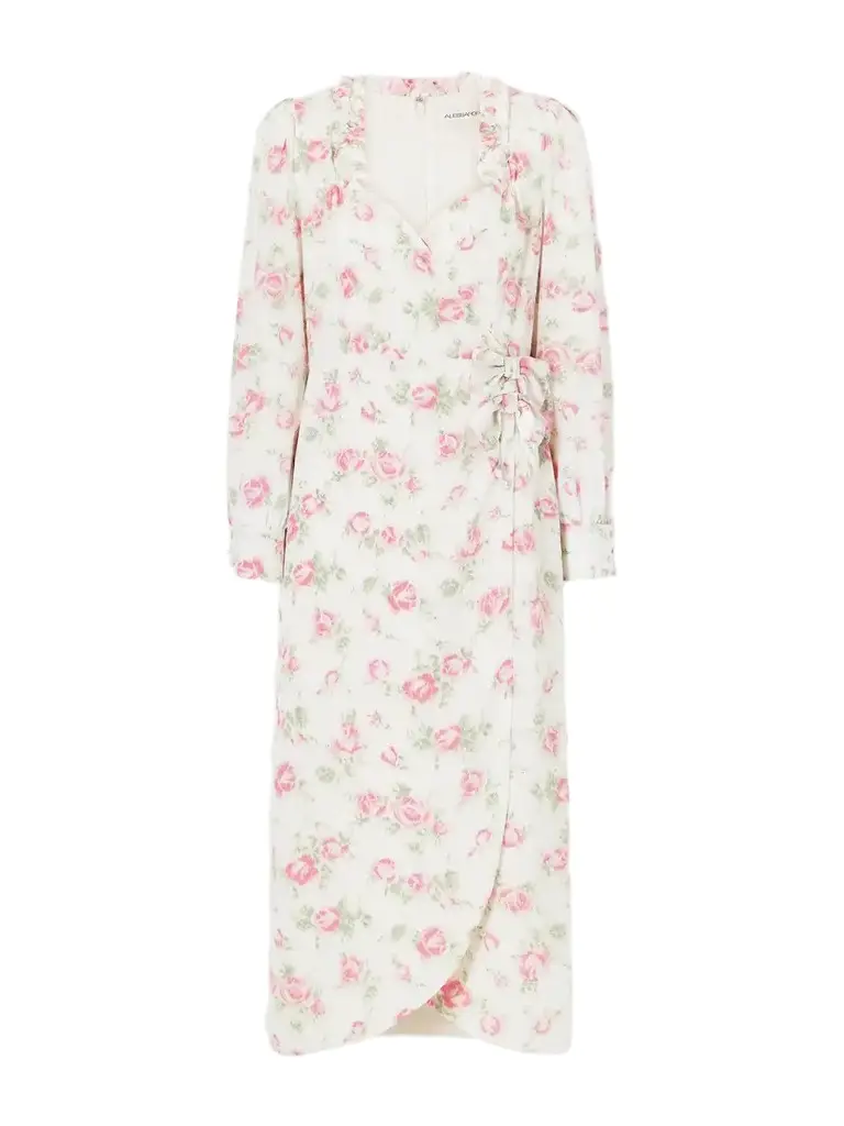 Floral-print Wrap Silk Midi Dress