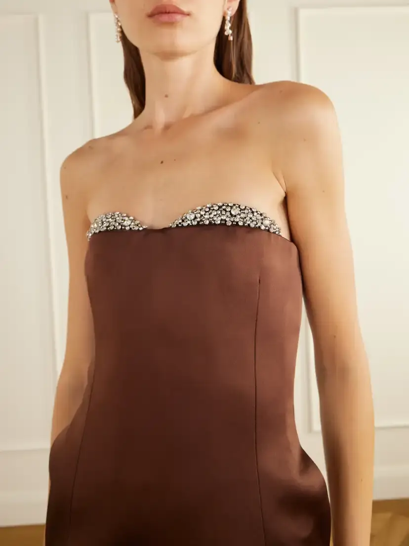 Ilkyaz Ozel Noelie Strapless Crystal-embellished Satin Gown | Thumbnail 4