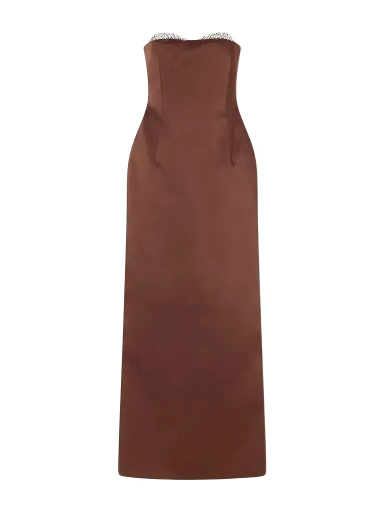 Ilkyaz Ozel Noelie Strapless Crystal-embellished Satin Gown | Image 1 Ilkyaz Ozel Noelie Strapless Crystal-embellished Satin Gown | Image 1