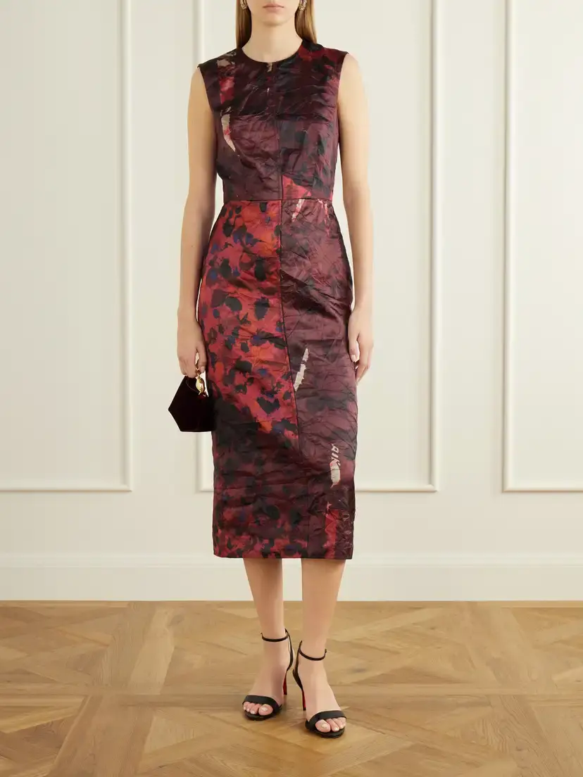 Erdem Floral-print Crinkle Paneled Satin Midi Dress | Thumbnail 2 Erdem Floral-print Crinkle Paneled Satin Midi Dress | Thumbnail 2