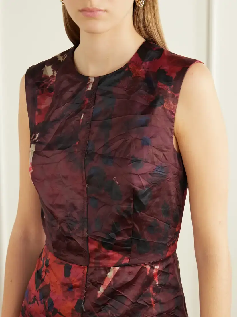 Erdem Floral-print Crinkle Paneled Satin Midi Dress | Thumbnail 4 Erdem Floral-print Crinkle Paneled Satin Midi Dress | Thumbnail 4