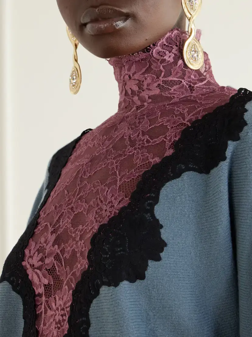 Valentino Garavani Lace-trimmed Wool Sweater | Thumbnail 4