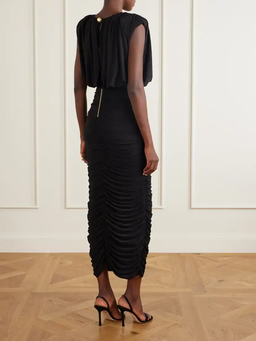 Aje Lunaria Gathered Belted Jersey Midi Dress | Thumbnail 3 Aje Lunaria Gathered Belted Jersey Midi Dress | Thumbnail 3