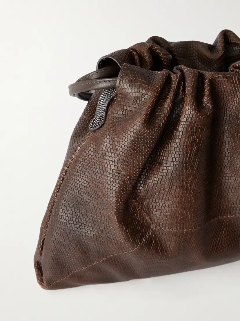 Brunello Cucinelli Monili-embellished Lizard-effect Leather Shoulder Bag | Thumbnail 5 Brunello Cucinelli Monili-embellished Lizard-effect Leather Shoulder Bag | Thumbnail 5