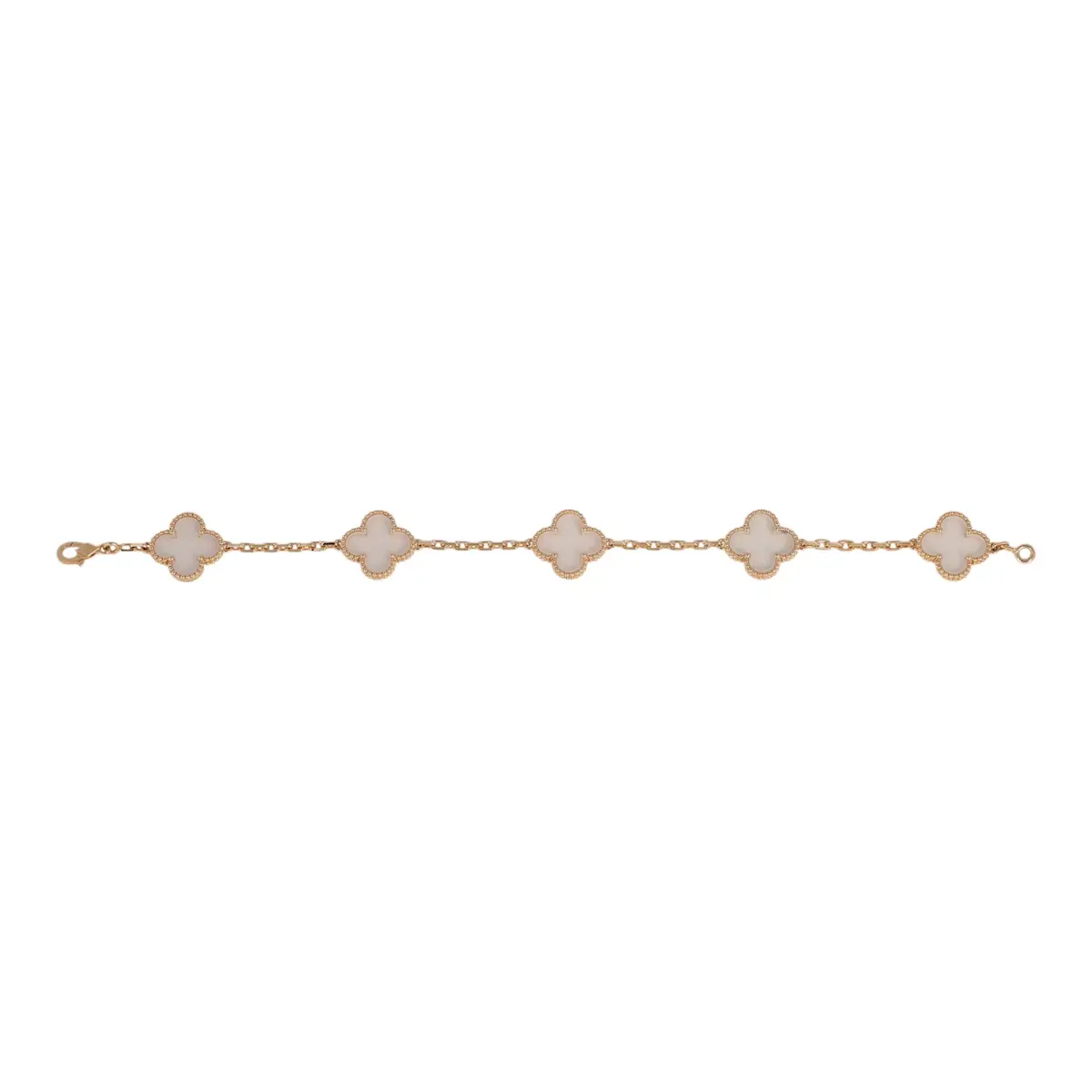Van Cleef & Arpels Van Cleef & Arpels Vintage Alhambra Bracelet 5 Motif Rock Crystal 18K Yellow Gold | Thumbnail 2 Van Cleef & Arpels Van Cleef & Arpels Vintage Alhambra Bracelet 5 Motif Rock Crystal 18K Yellow Gold | Thumbnail 2