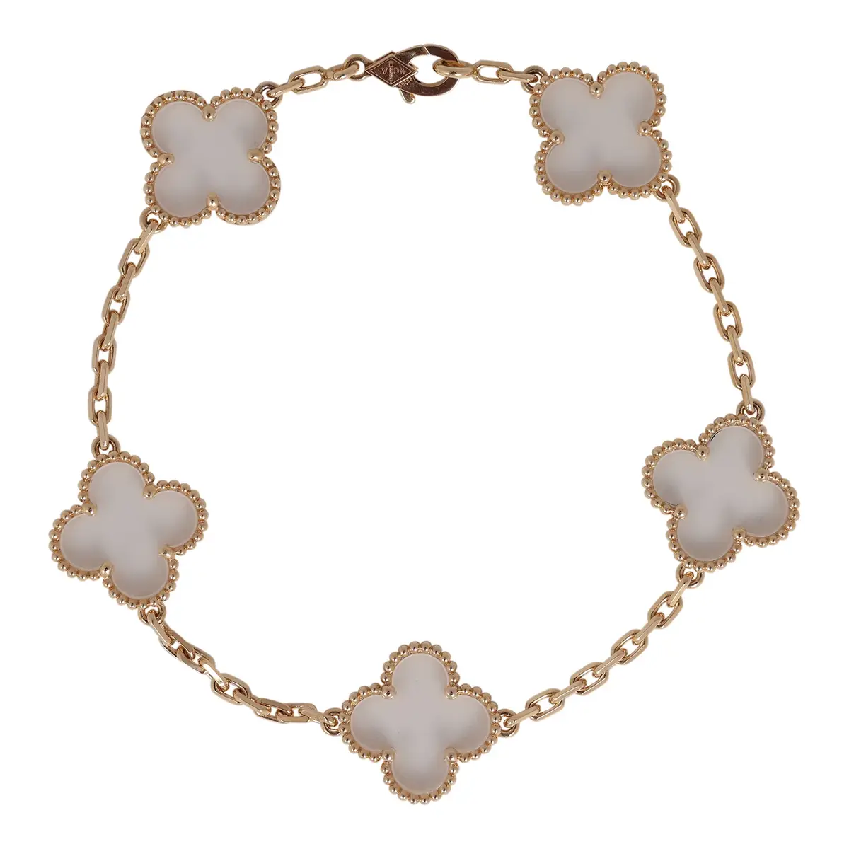 Van Cleef & Arpels Van Cleef & Arpels Vintage Alhambra Bracelet 5 Motif Rock Crystal 18K Yellow Gold | Thumbnail 4 Van Cleef & Arpels Van Cleef & Arpels Vintage Alhambra Bracelet 5 Motif Rock Crystal 18K Yellow Gold | Thumbnail 4
