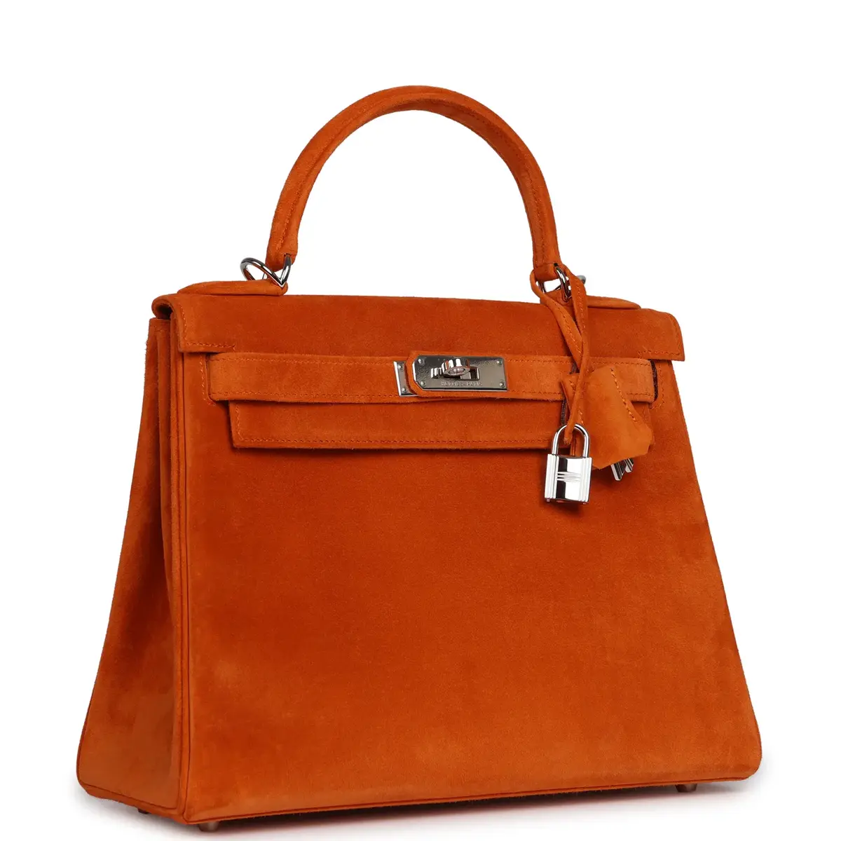HERMÈS Vintage Hermes Kelly Sellier 28 Orange Doblis Palladium Hardware | Thumbnail 2
