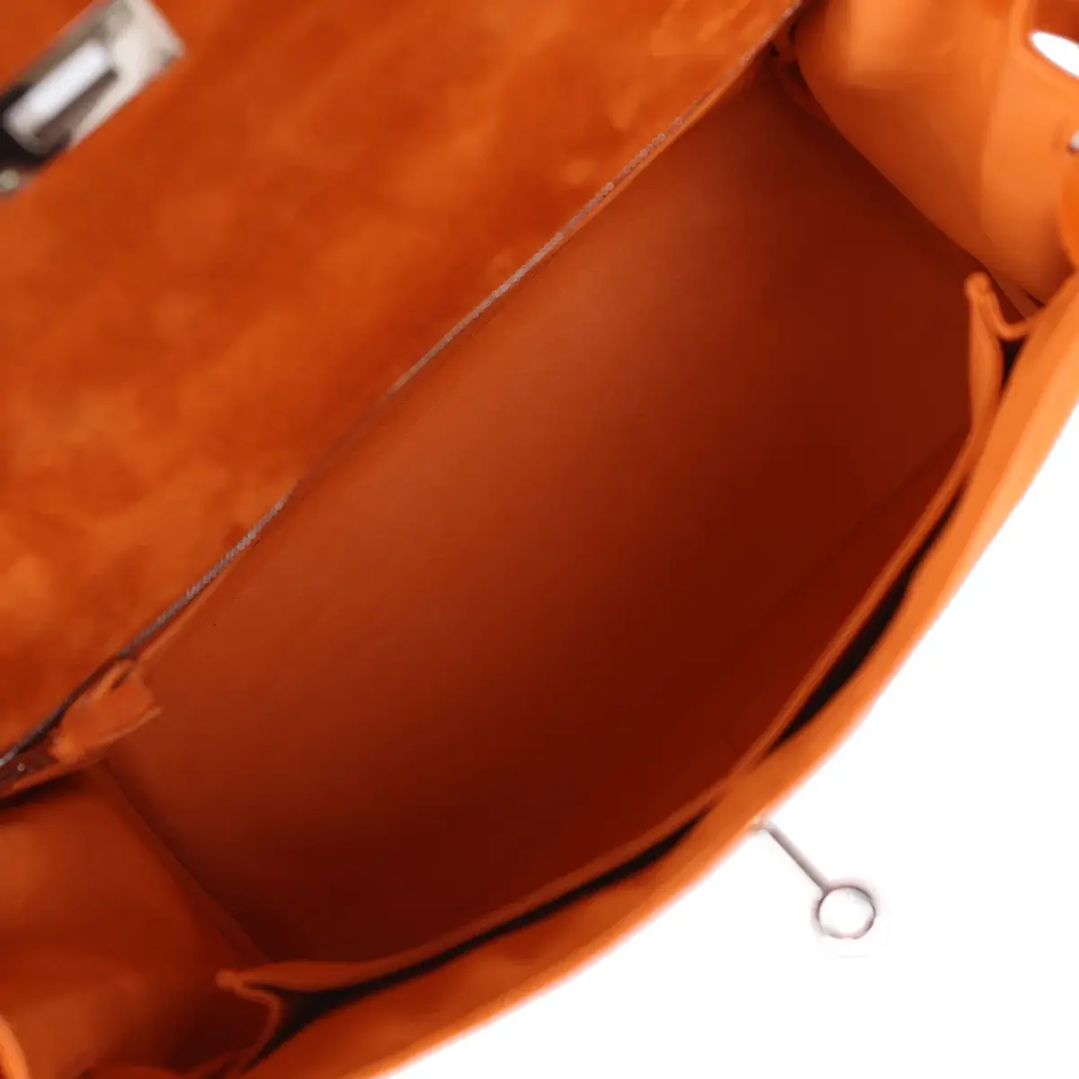 HERMÈS Vintage Hermes Kelly Sellier 28 Orange Doblis Palladium Hardware | Thumbnail 8