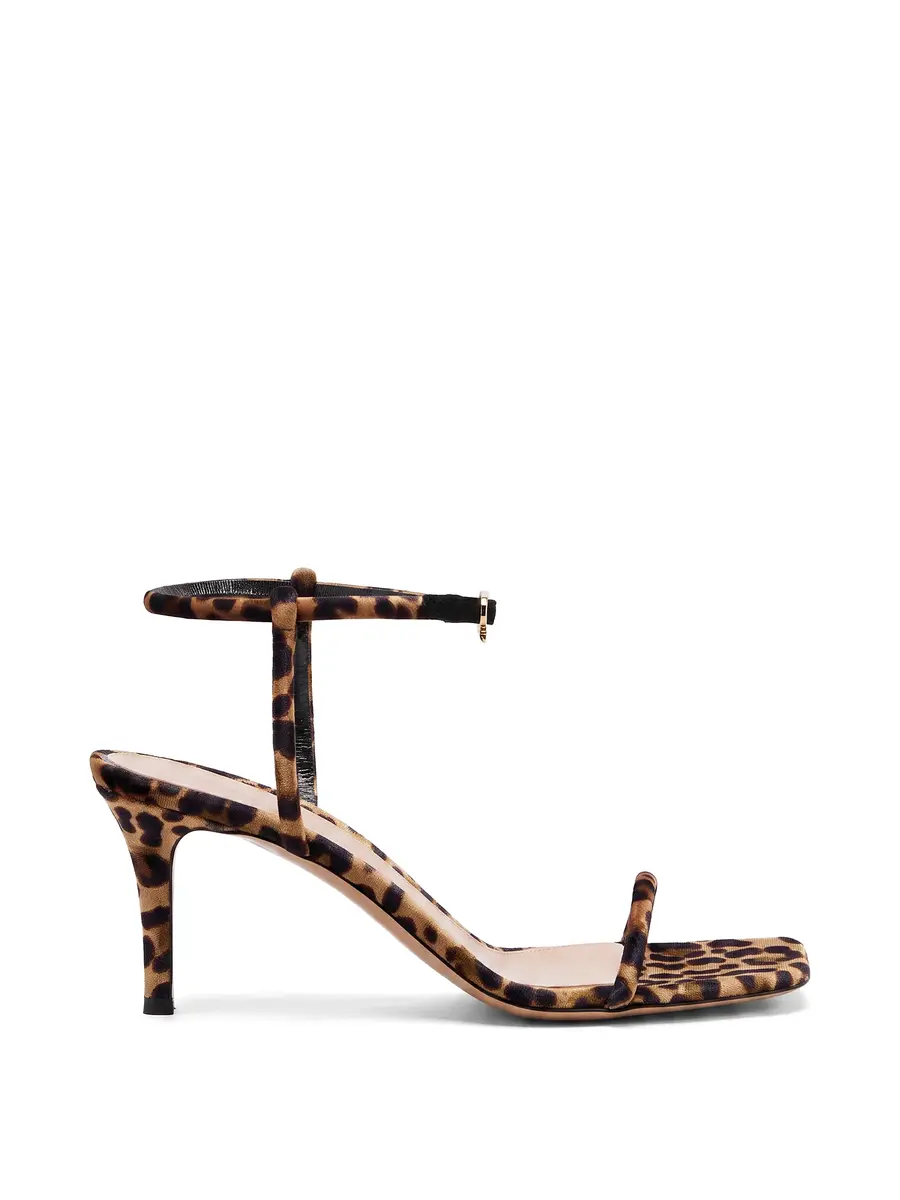 Gianvito Rossi Leopard Print Velvet 70 Sandals | Image 1 Gianvito Rossi Leopard Print Velvet 70 Sandals | Image 1